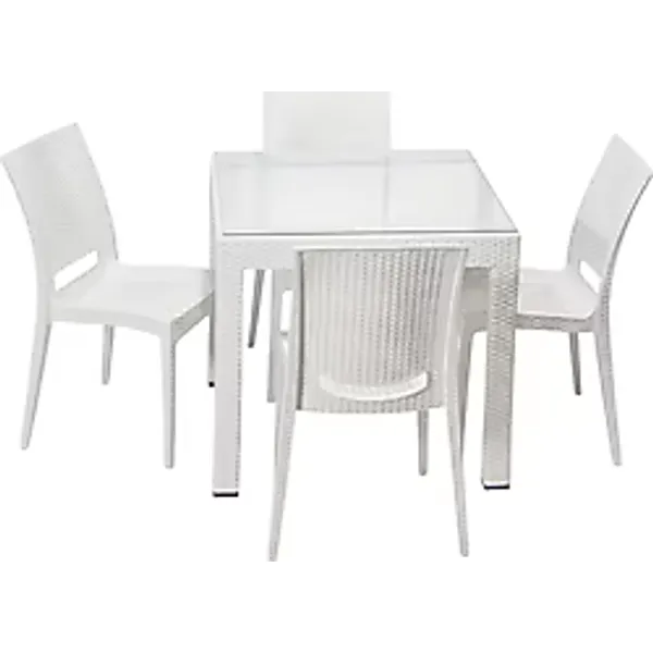 Sandalie Small Rattan 4 Sandalye + 1 Camlı Masa Bahçe & Balkon Takımı