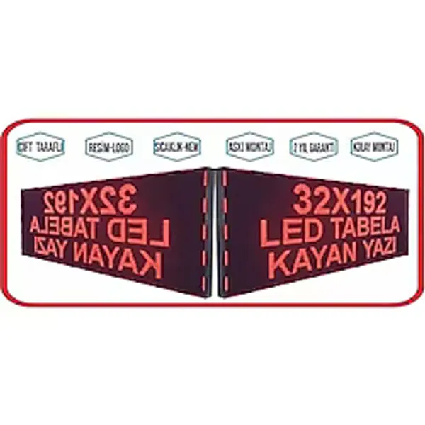 SANEC Led Tabela 32x192cm Çift Taraflı Kırmızı Kayan Yazı-Wifi