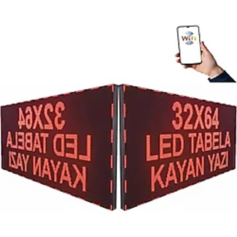 SANEC Led Tabela 64x32cm Çift Taraflı Kırmızı Kayan Yazı-Wifi