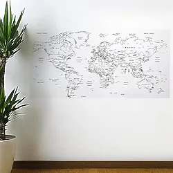 SANEC Yazılabilir Dünya Haritası Manyetik Duvar Stickerı