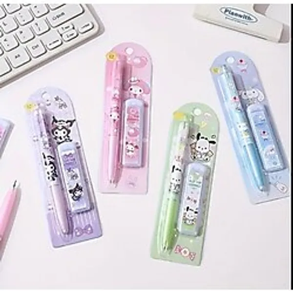 Sanrio Karakter Baskılı Basmalı Uçlu Kalem Seti - 0.5 mm Kawaii Kırtasiye Okul Setleri 1 Adet - Açık Mavi