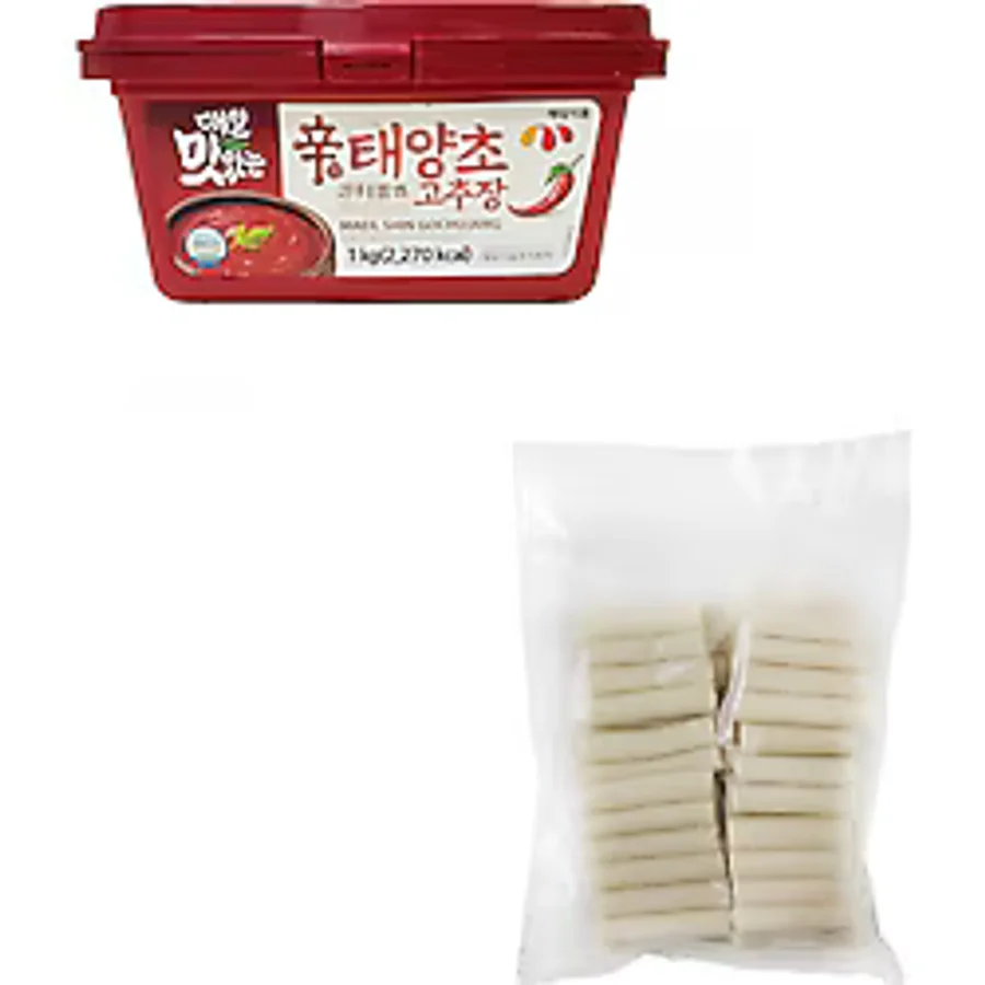 Sanskore Tteokbokki Kore Pirinç Keki 1 KG + Gochujang 1 KG