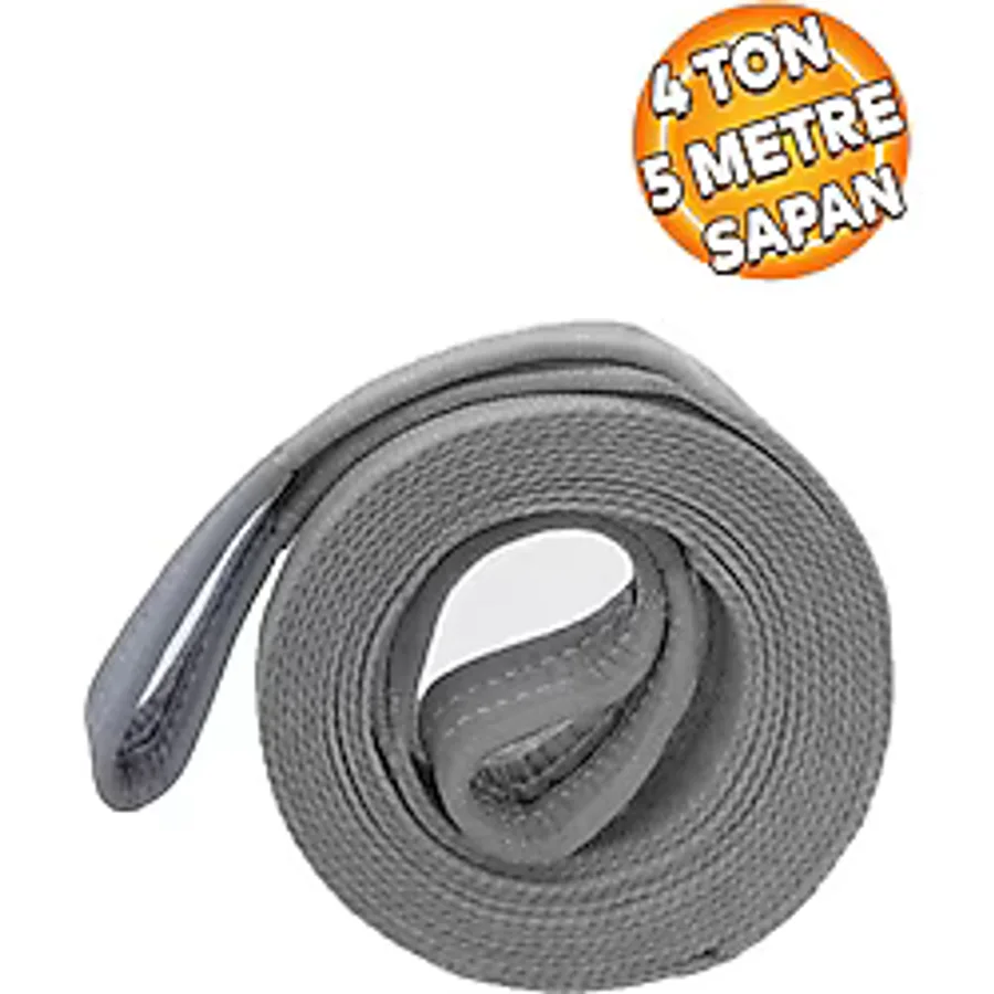 Sapan Polyester Spanzet 4 Ton 5 Metre Gri Saglam Yuk Kaldirma Tasima Indirme Halat
