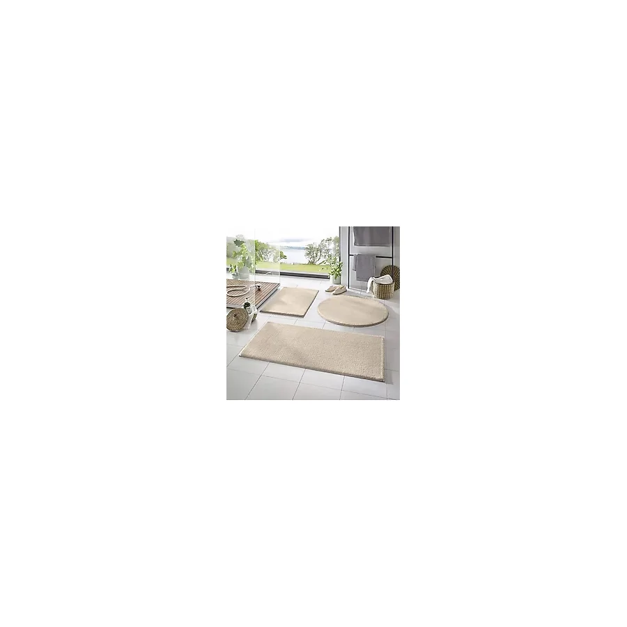 Sarar 3'lü Banyo Paspası Halısı Peluş Halı Klozet Takımı Bej 50x90-50x60--50x50(YUVARLAK)