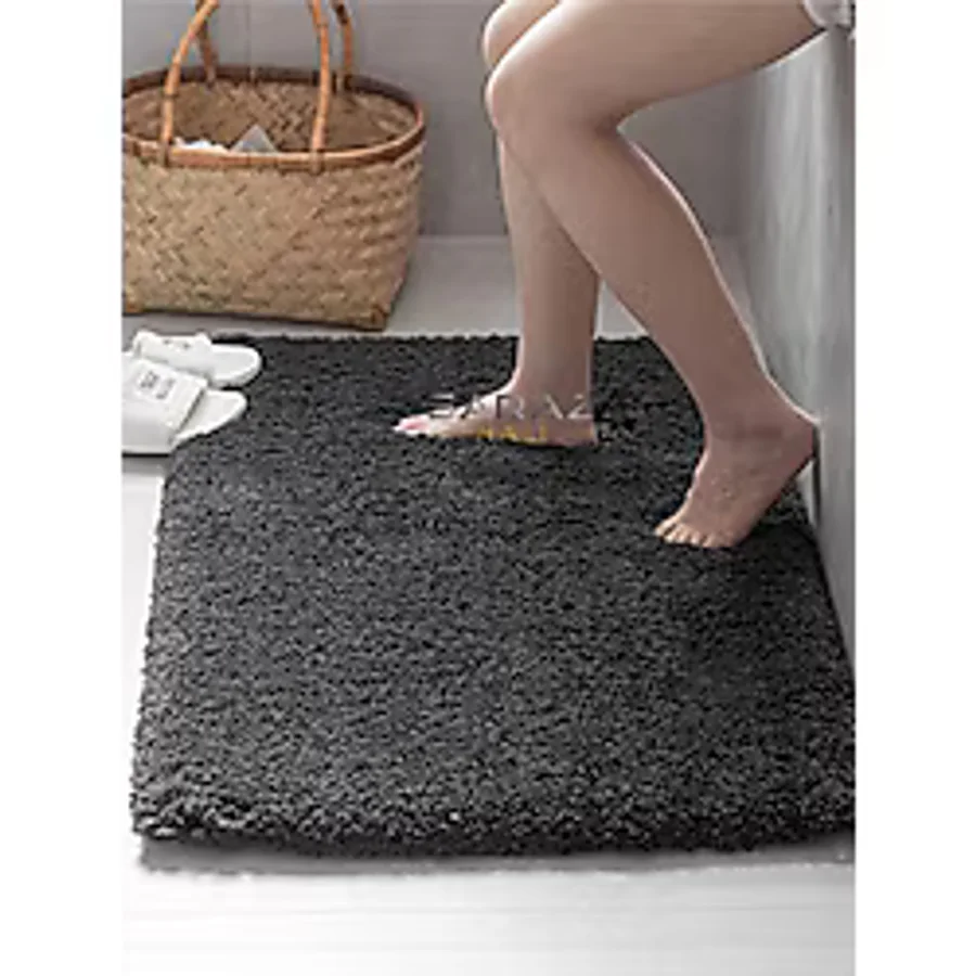 Saraz Halı Su Emici Banyo Ayak Halısı Havlusu Pofuduk Kaymaz Yıkanabilir Tüylenmez 40 x 60 - Antrasit