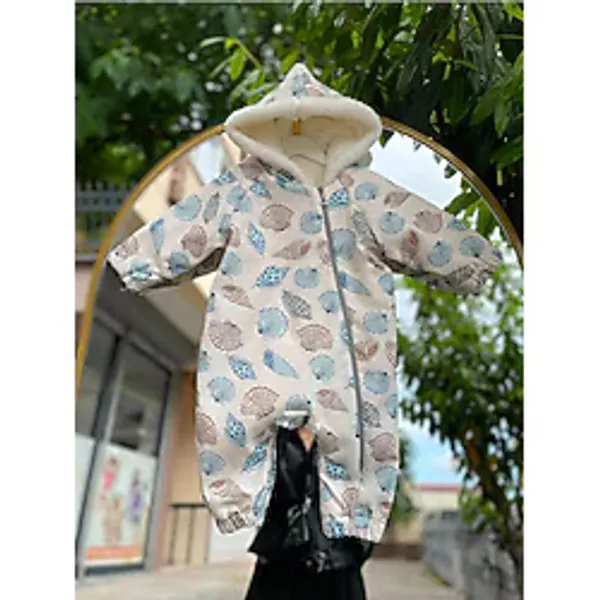 Sare Çocuk Giyim Kız Bebek Krem Deniz Yıldızlı Desenli Kozmonot Dış Giyim Tulum (İç Komple Peluş)