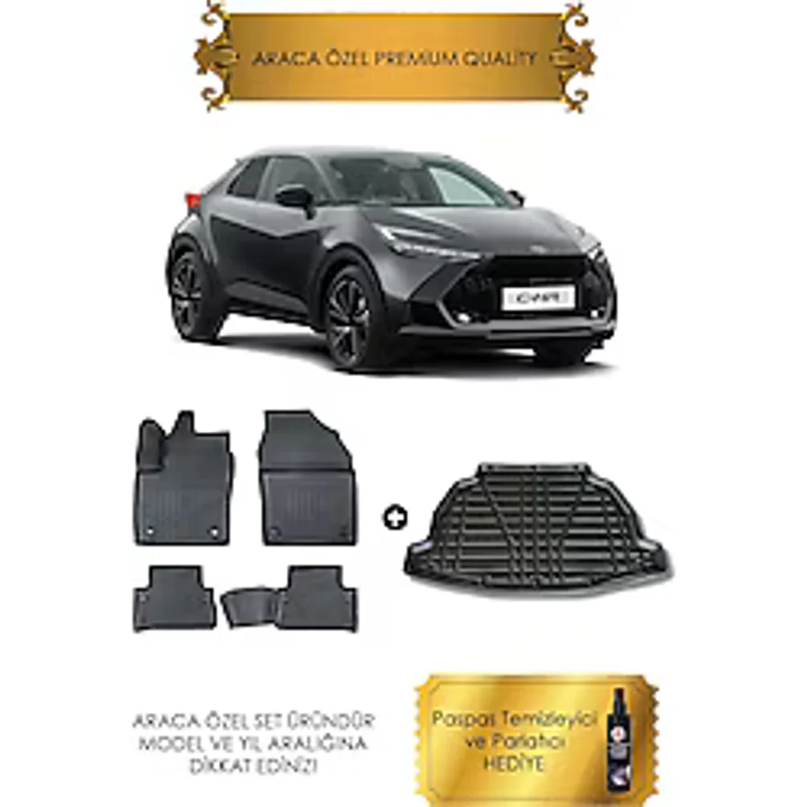 Sare Tuning Toyota CHR 2023 - 2024 - 2025 - 2026 Araca Özel 4D Havuzlu Paspas ve Bagaj Havuzu Set (HEDİYELİ)