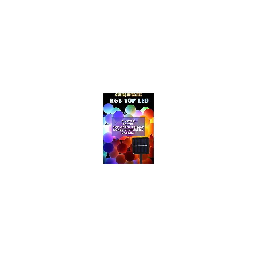 Sarfex Güneş Enerjili 5 Metre 20 Led Rgb Işık Bahçe Teras Parti Balkon Süsü Aydınlatma Lambası Solar