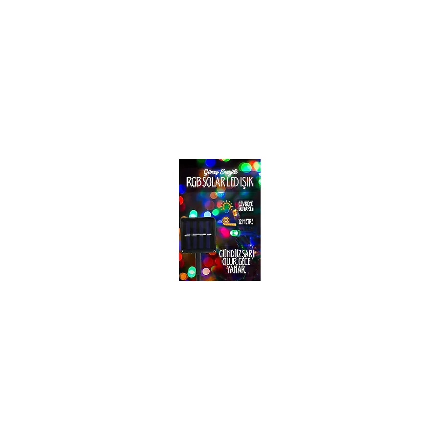 SARFEX Solar 100 Ledli 12 Metre Rgb Bahçe Aydınlatma Dekorasyon Güneş Enerjili Led Işık