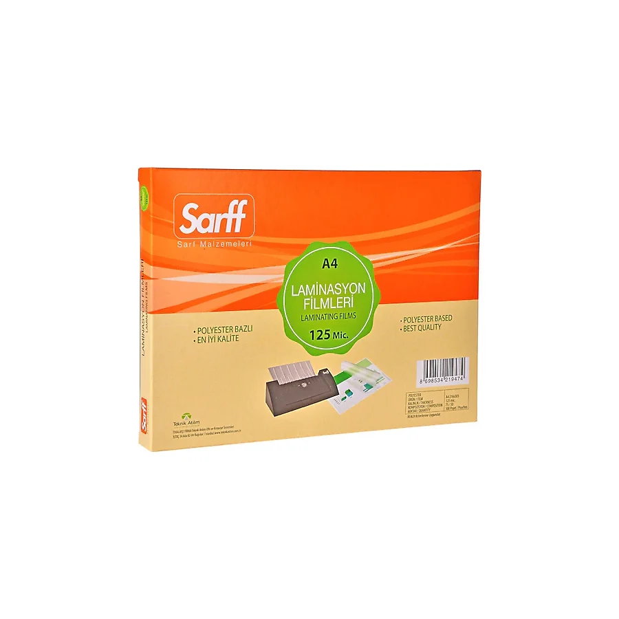 Sarff 125 Mikron A4 100'lü Laminasyon Filmi