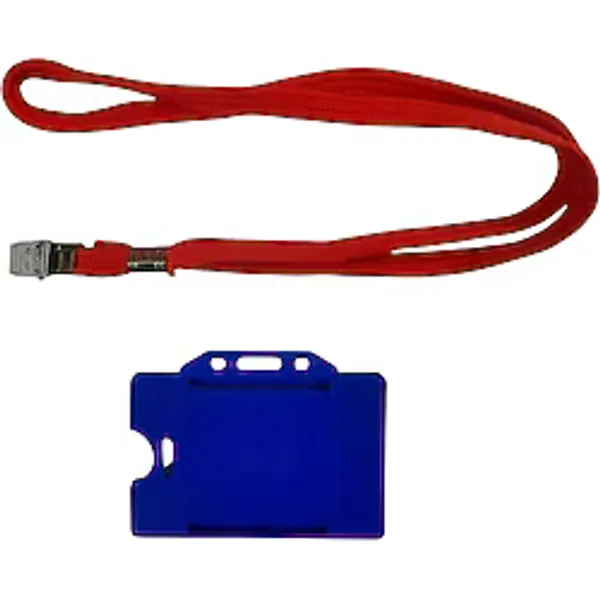 SARFF KART KORUYUCU KIRMIZI 5 ADET + KART ASKI İPİ MAVİ METAL KLİPSLİ 5 ADET SET