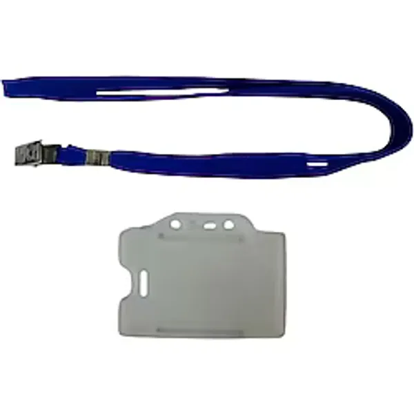 Sarff Kart Koruyucu Şeffaf 5 Adet + Kart Askı Ipi Mavi Metal Klipsli 5 Adet Set