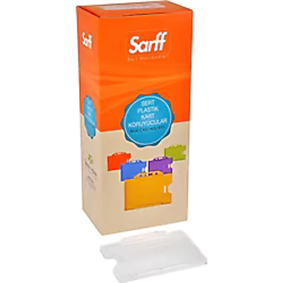 SARFF Kart Muhafaza Kabı Şefafaf Dikey 50 Li (1 Paket 50 Adet)
