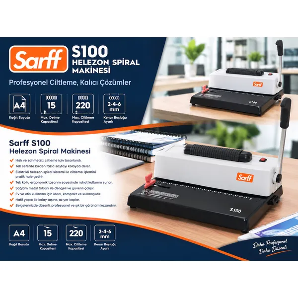 Sarff S100 Helezon Spiral Ciltleme Makinesi