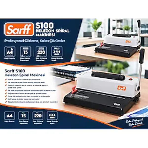 Sarff S100 Helezon Spiral Ciltleme Makinesi - Beyaz
