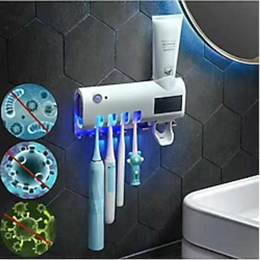 Sarftech Otomatik Diş Macunu Sıkacağı ve Sterilizatör 4 Adet Diş Fırçası Tutuculu