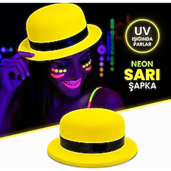 Sarı Uv Parti Şapkası Plastik