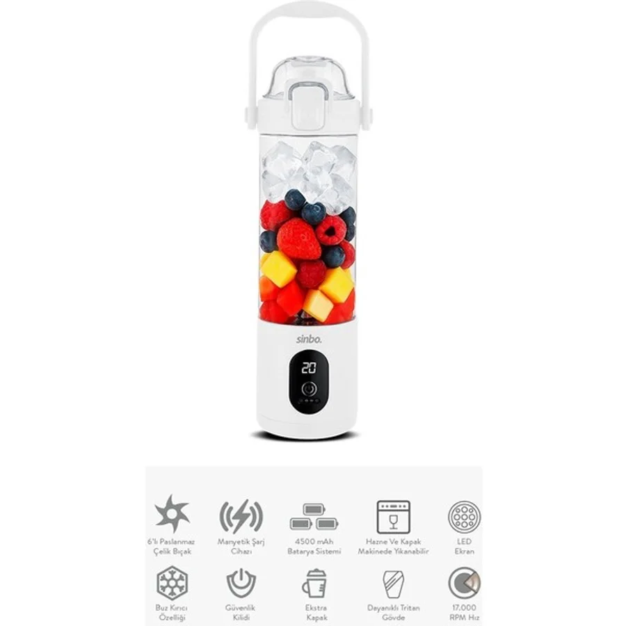 Şarjlı Taşınabilir Smoothie Blender 700MLBUZ Kırma - Çelik Bıçak Manyetik Şarj 150W 4500MA - Ahşap