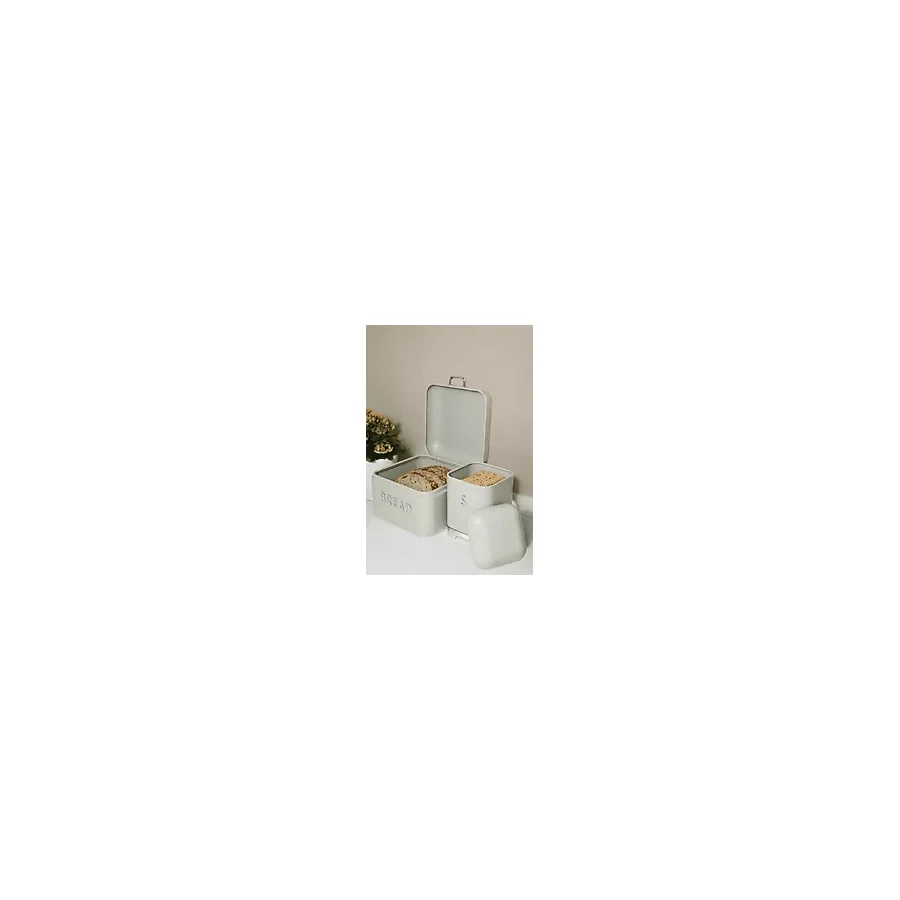 Sarkap Home Açık Gri Galvaniz 5,6 L Bread Küçük Boy Ekmeklik - 200x140mm & 2 L Storage Kutu - 115x150mm Set