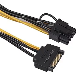 Sata To 6+2 Pin 8 Pin Ekran Kartı Power Çevirici Kablo Bakır 20Cm