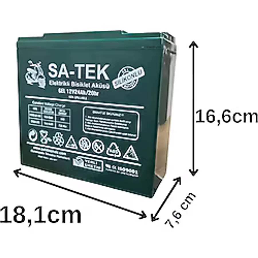 Satek 12V 24 Ah Elektrikli Motosiklet Bisiklet Aküsü Jel Akü 5'li Set 2025 Üretim