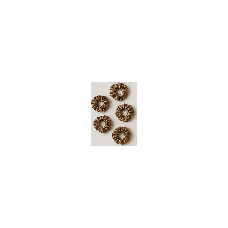 Saten Saç Tokası, 5'li Set, Parlak renklerde, Lastikli Scrunchie, Nişan, Düğün, Kına Gecesi,Doğum Günü Hediyesi (kahverengi)