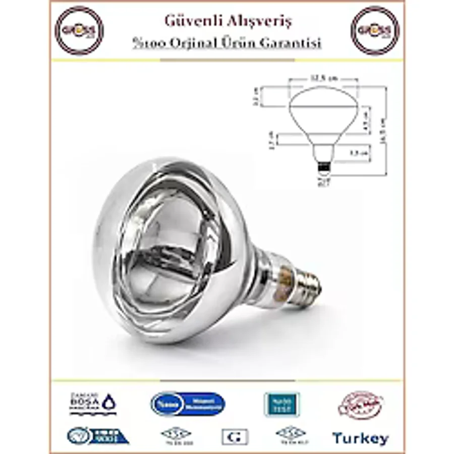 şavk Isıtıcı Ampul - Kümes Hayvanları İçin İnfrared Kızılötesi Isıtıcılı Şeffaf Lamba - 250 Watt