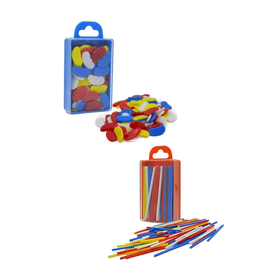 Sayı Sayma Seti 1 Paket Plastik Sayı Sayma Çubukları Ve Fasülyeleri 1. Sınıflar İçin Renkli Çubuk Fasulye