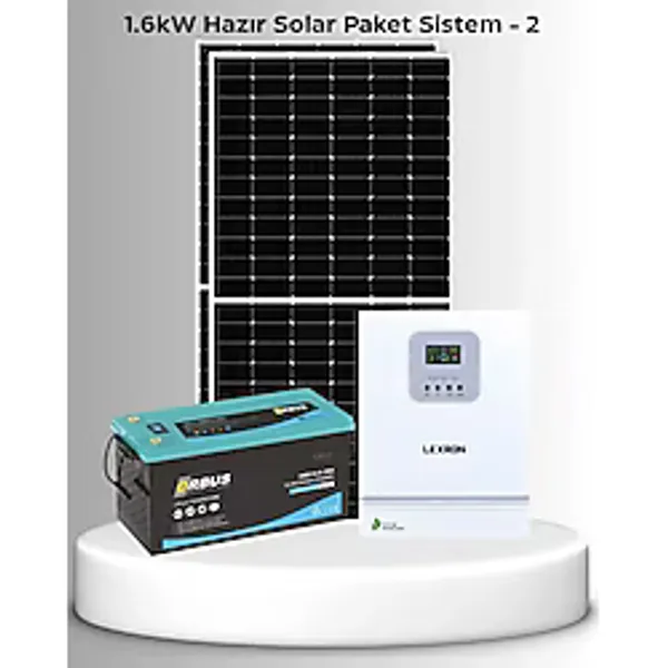 SB Solar 1.6kW Lityum Akülü Hazır Solar Sistem (Kolay Kurulum - Montaj Ekipmanları Dahil)