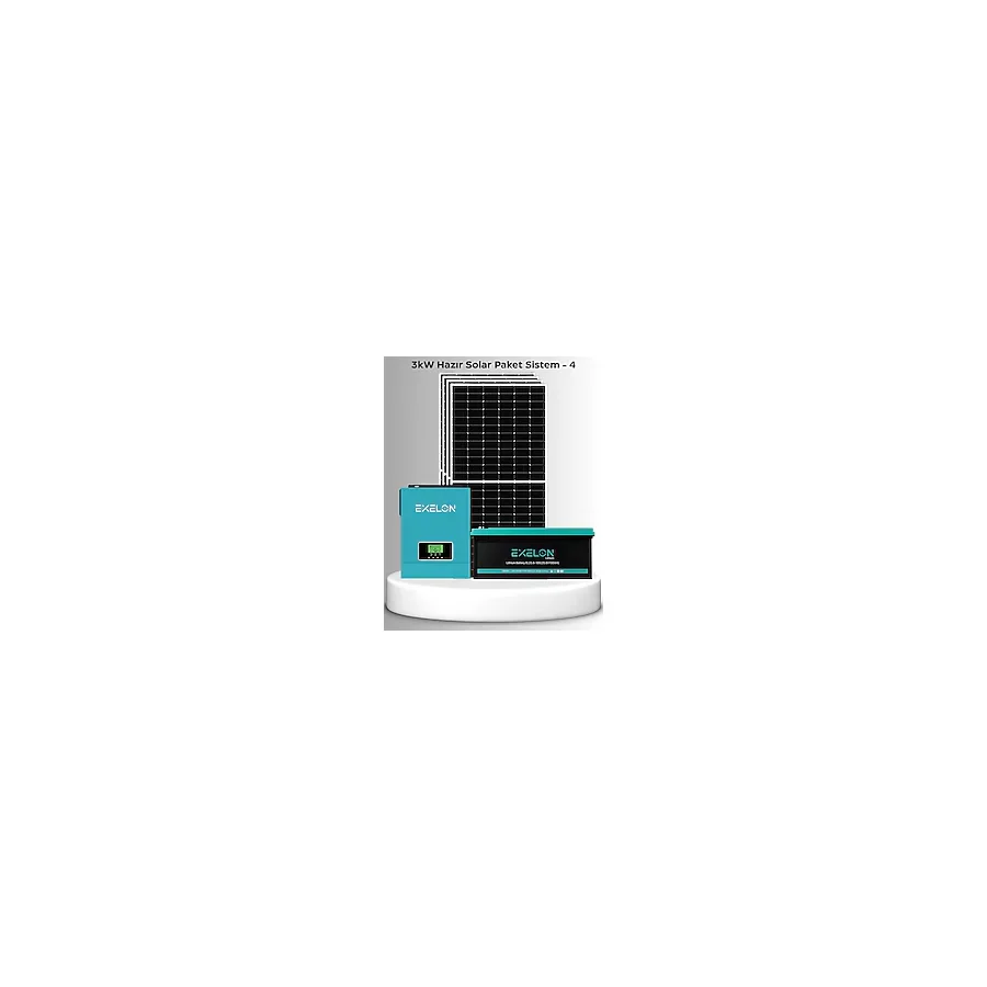 SB Solar 3kw Hazır Solar Paket - 4 4x600W Bifacial Panel + 25.6V 100AH Lifepo4 Lityum Batarya Mppt Akıllı Inverter Off-Grid Sistem