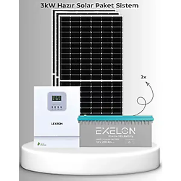 SB Solar 3kW Hazır Solar Sistem (Kolay Kurulum - Montaj Ekipmanları Dahil)
