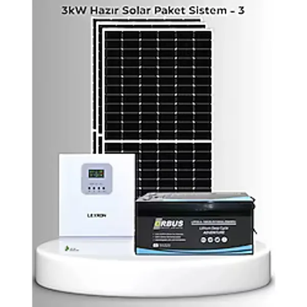 SB Solar 3kW Lityum Akülü Hazır Solar Sistem (Kolay Kurulum - Montaj Ekipmanları Dahil)