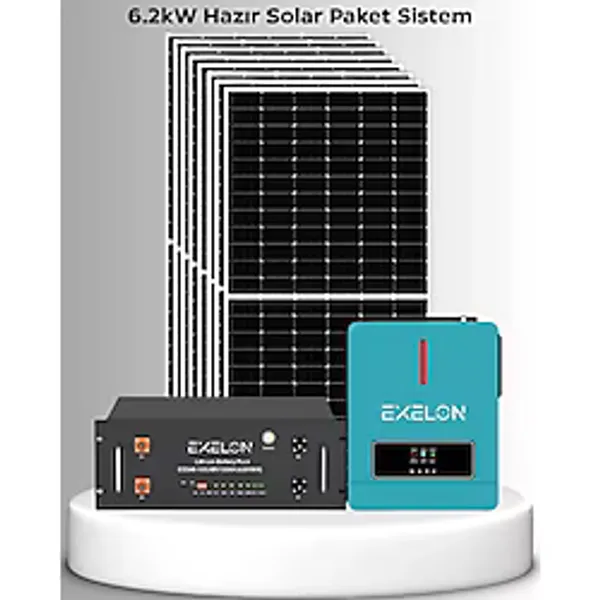 SB Solar 6.2kW Lityum Akülü Hazır Solar Sistem (Kolay Kurulum - Montaj Ekipmanları Dahil)