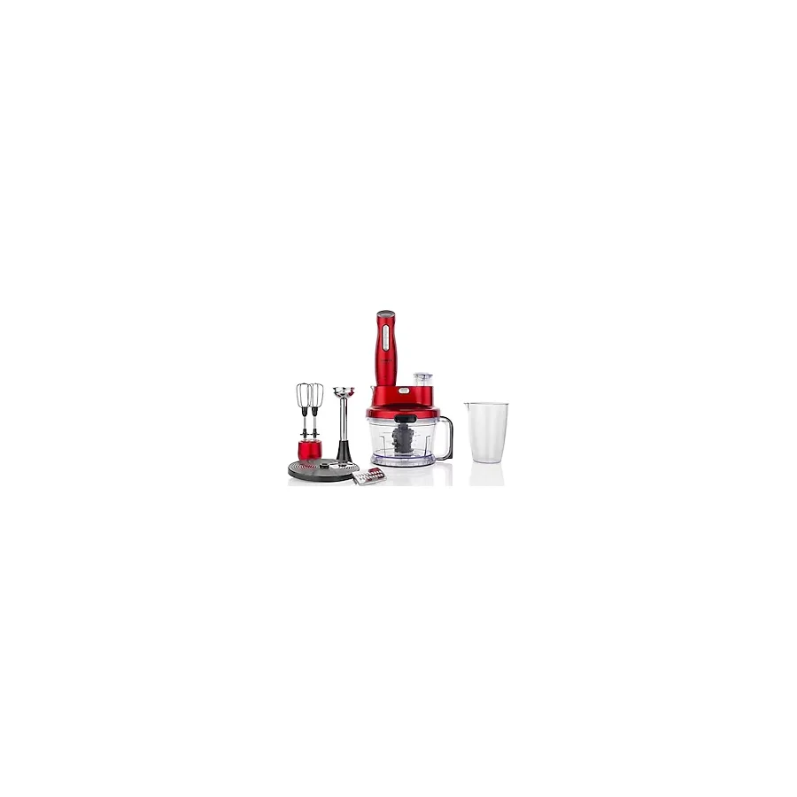 Schafer Meister Çoklu Set Blender 1000 W Güç, 800 ml Ölçü Kabı ve 1,5 lt Doğrayıcı Kapasitesi - Kırmızı