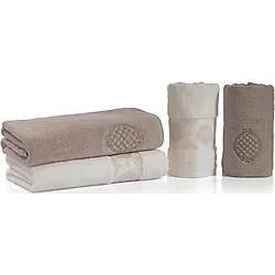 Schafer Premium 4 Parça Banyo Havlu/hamam Seti Bej - Açık Kahverengi - 80 x 150 cm