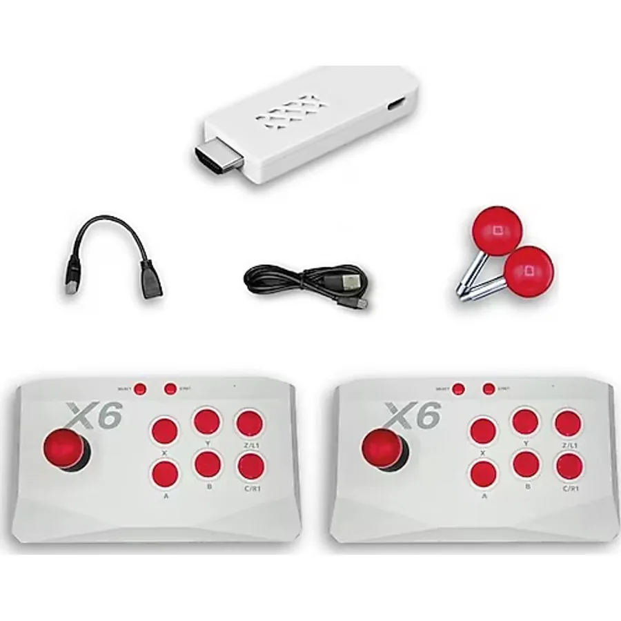 Schitec X6 4Khd Kablosuz Çift Arcade Joystickli Retro Oyun Konsolu 21150 Atari Makinası Oyunlu 64Gb