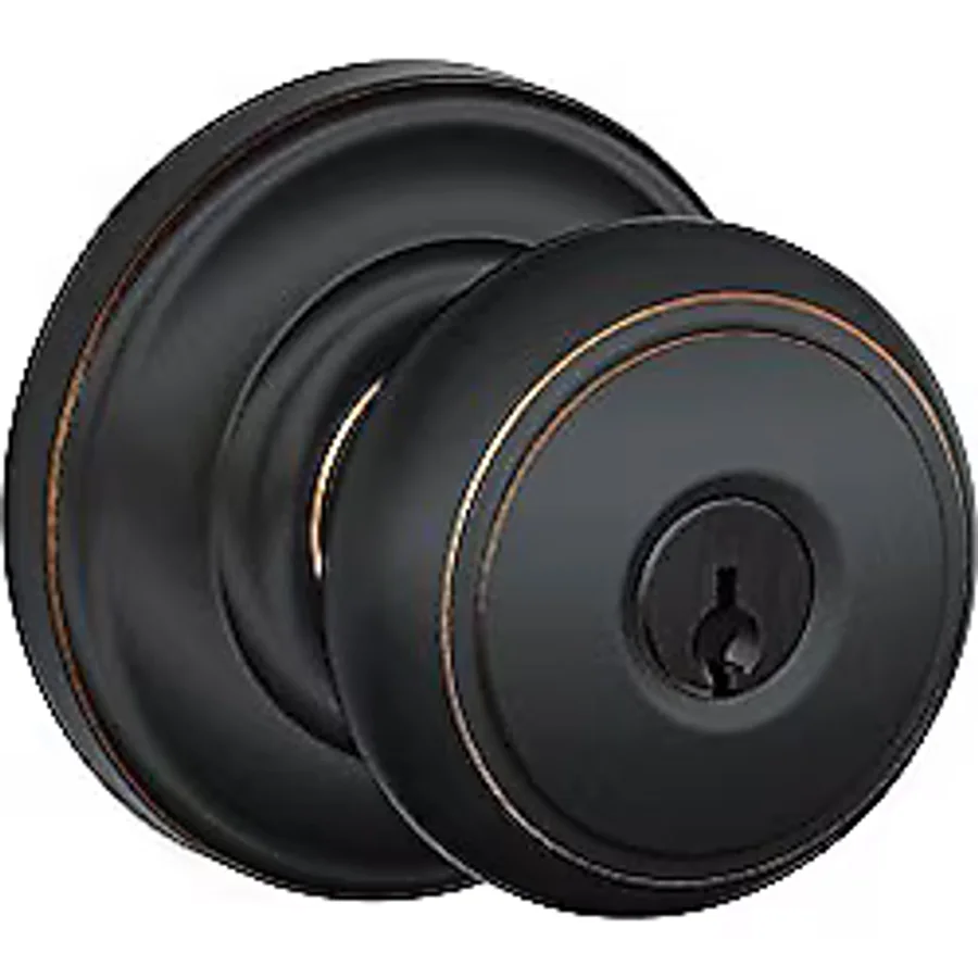 SCHLAGE F51A LAT 716 COL Enlem Kolu Collins Trim Anahtarlı Giriş Kilidi, Eskitilmiş Bronz