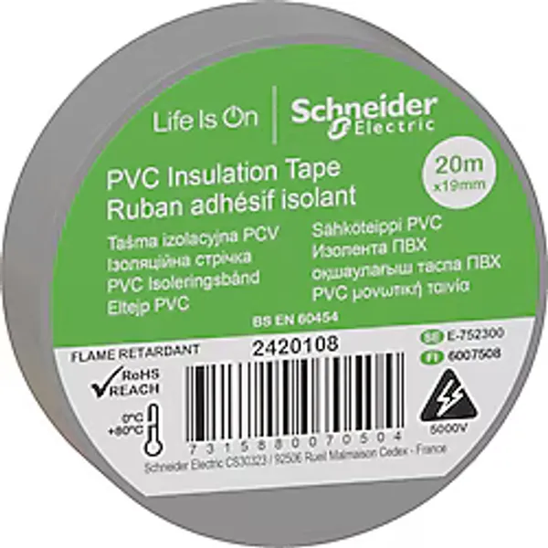 Schneider Thorsman 2420108 19 mm x 20 m Gri Elektrik Bandı