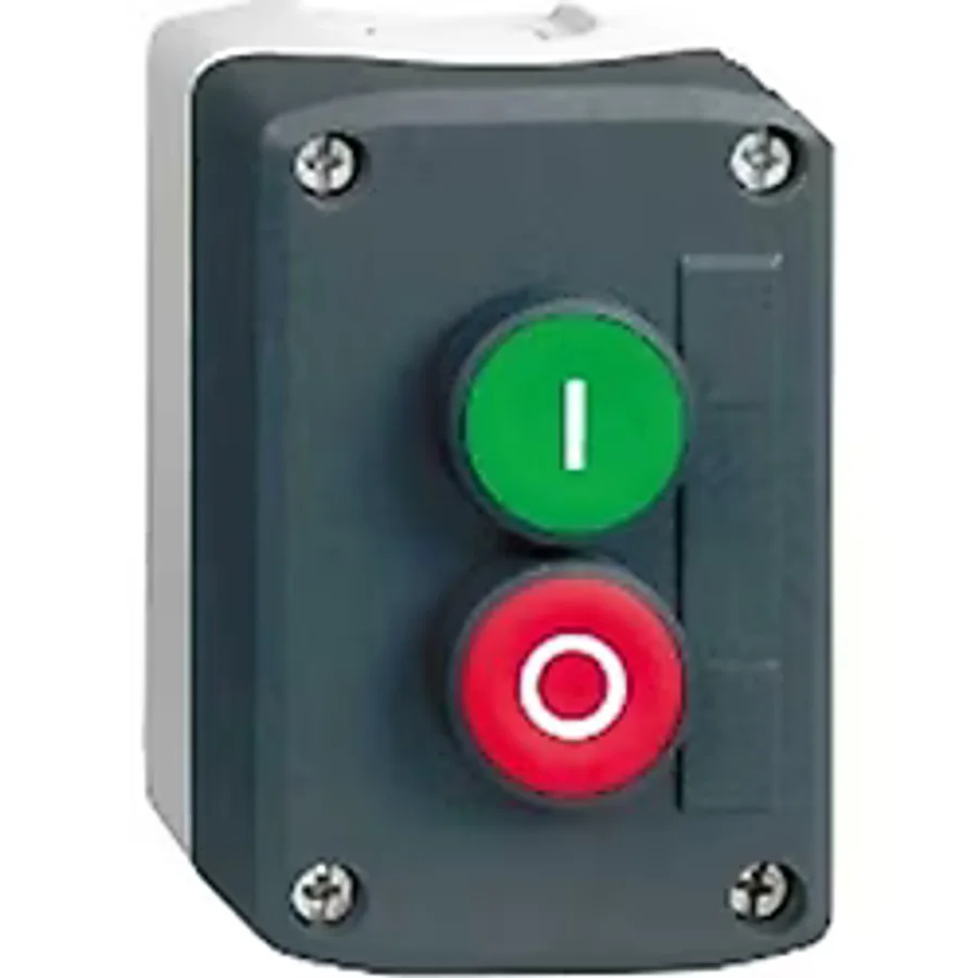 Schneider XALD213 Start Stop Butonu Kutusu (1-0) İşaretli Koyu Gri İstasyon - Yeşil Sıva Altı/kırmızı Sıva Altı Buton 22 yaylı dönüş
