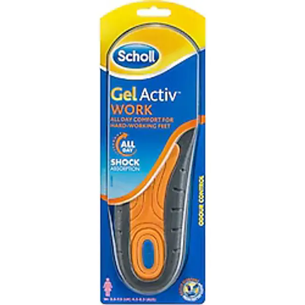Scholl Kadınlar için GelActiv İş Tabanlığı, GelActiv Tüm Gün Ayakta Durmak İçin Şok Emici Tabanlık - İş Botları veya İş Ayakkabıları için Tabanlık - İngiltere Ayakkabı Boyutu 3.5-7.5, 1 Çift (Ambalaj