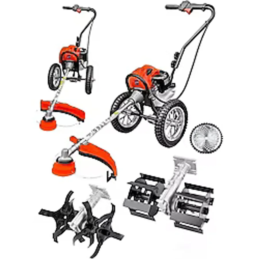SCHUTZENGER 7.9 Hp Benzinli Tekerlekli Çim Ot Çalı Biçme Makinası Tırpan 2 Adet Çapalama Aparatı Profesyonel