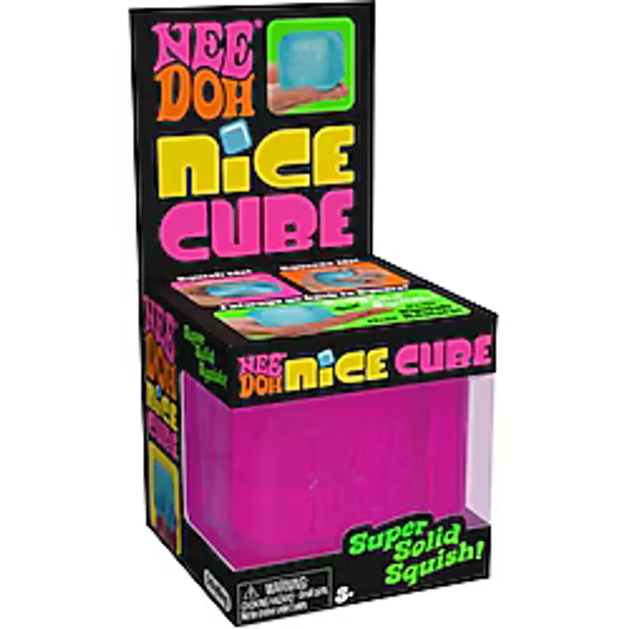 Schylling Needoh Nice Cube Sensory Squishy Stres Oyuncağı - Süper Yumuşak Kare Squish Oyuncak - Pembe