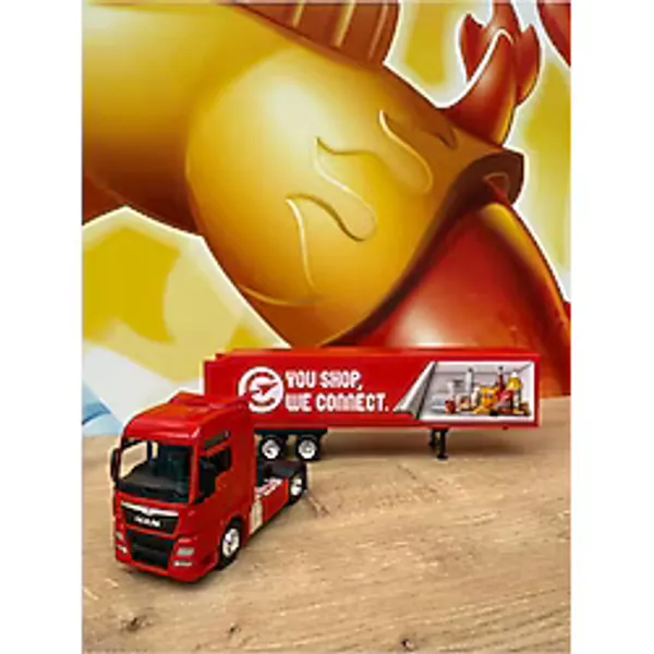 Scn Toys Man 4X2 Ve Dorse Tır Çekici Oyuncak Metal Tır Çekici Dorseli Oyuncak Market Tırı Kapakları Açılır