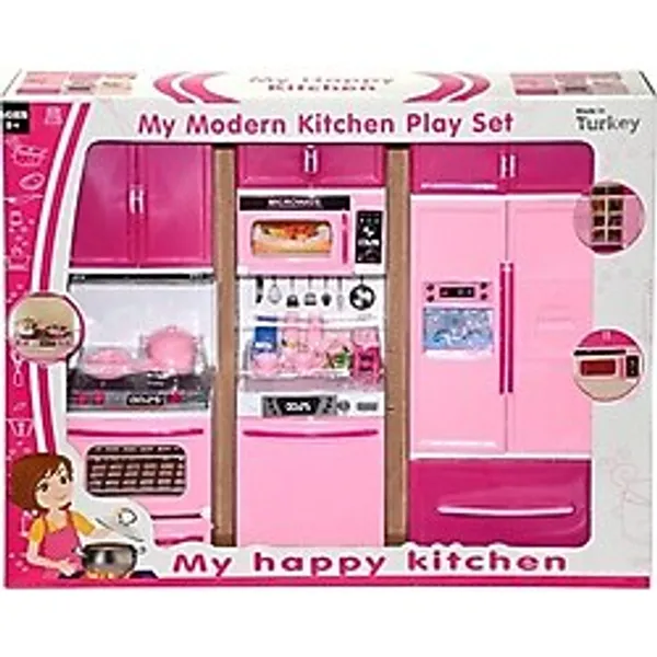 Scntoys My Happy Kitchen Modern 3'lü Mutfak Seti Eğitici Oyuncak Evcilik Seti Oyuncak Buzdolabı Fırın