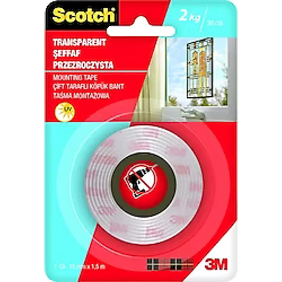 Scotch 4004 19 mm x1.5 m Şeffaf Montaj Bandı
