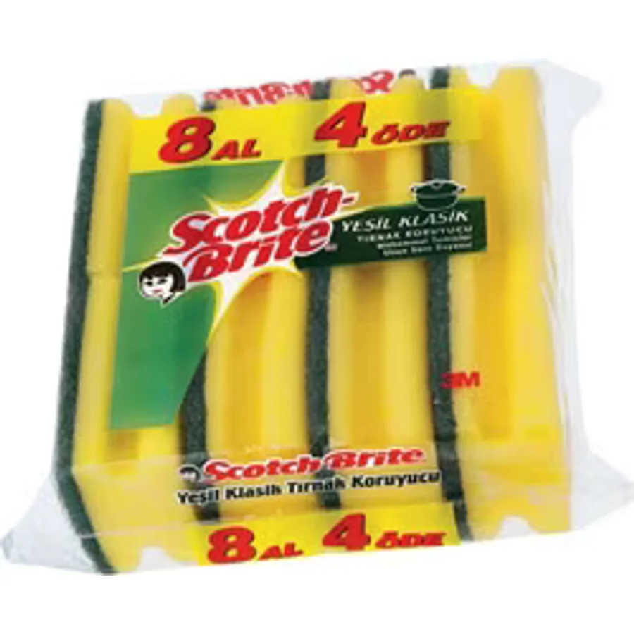 Scotch-Brite Klasik Yeşil 8'li Tırnak Koruyucu Bulaşık Süngeri