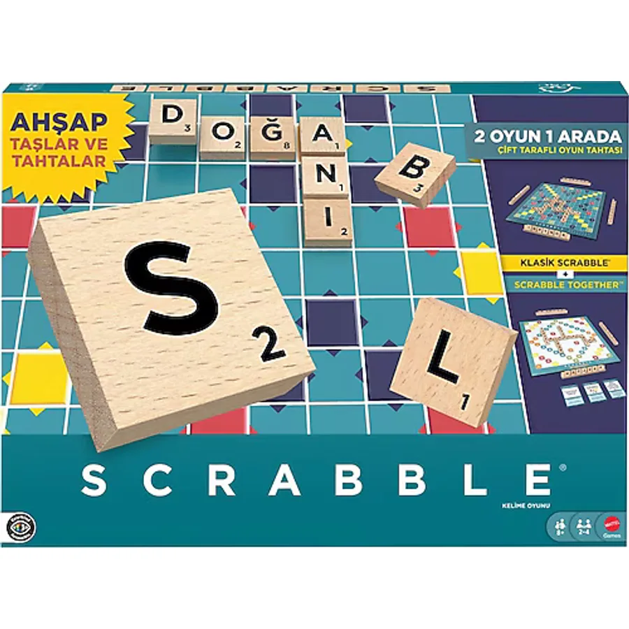 Scrabble Orijinal Ahşap 2'si 1 Arada Türkçe JLJ64
