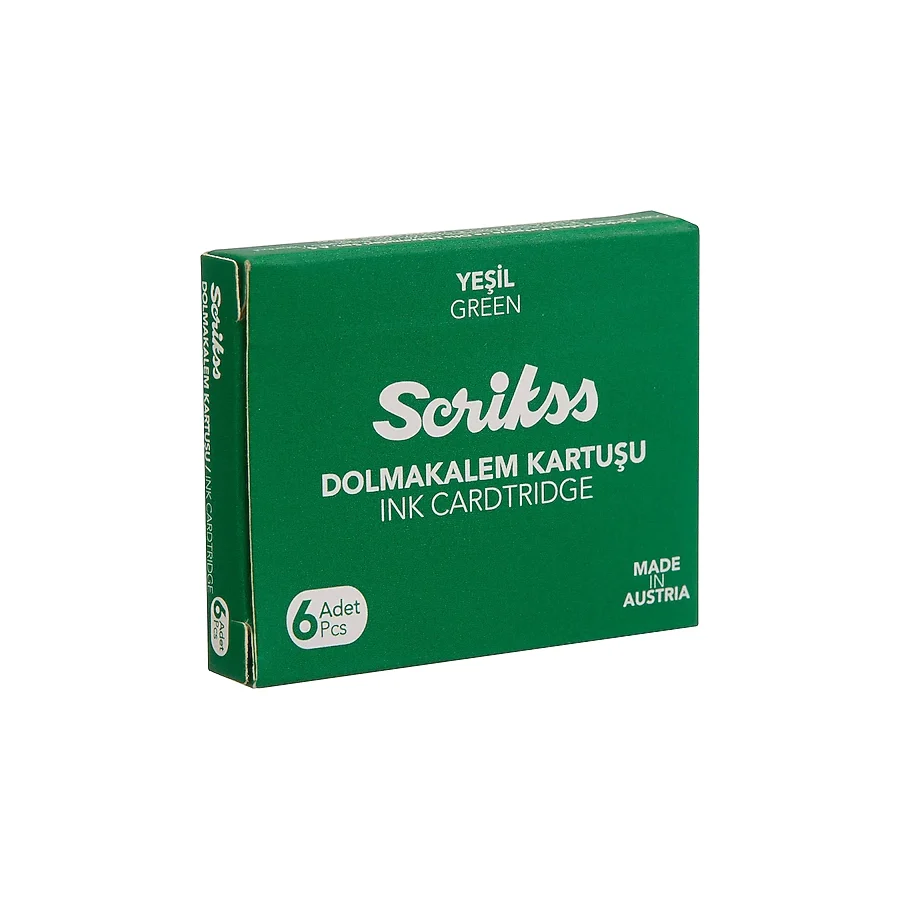 Scrikss 6'lı Yeşil Dolma Kalem Kartuşu
