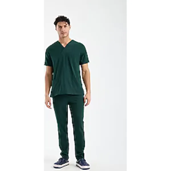 Scrubs Erkek Doktor Üniforması - Likralı Medikal Forma - Carex - Koyu Yeşil - 3XL