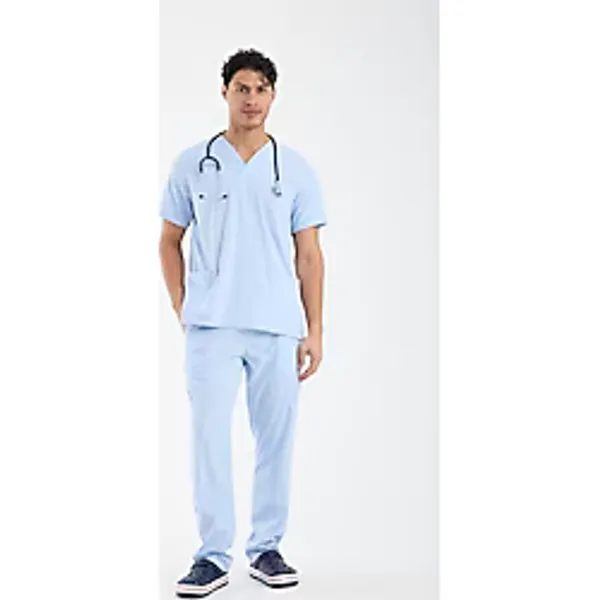 Scrubs Erkek Doktor Üniforması - Likralı Medikal Forma - Carex - Mavi - XL